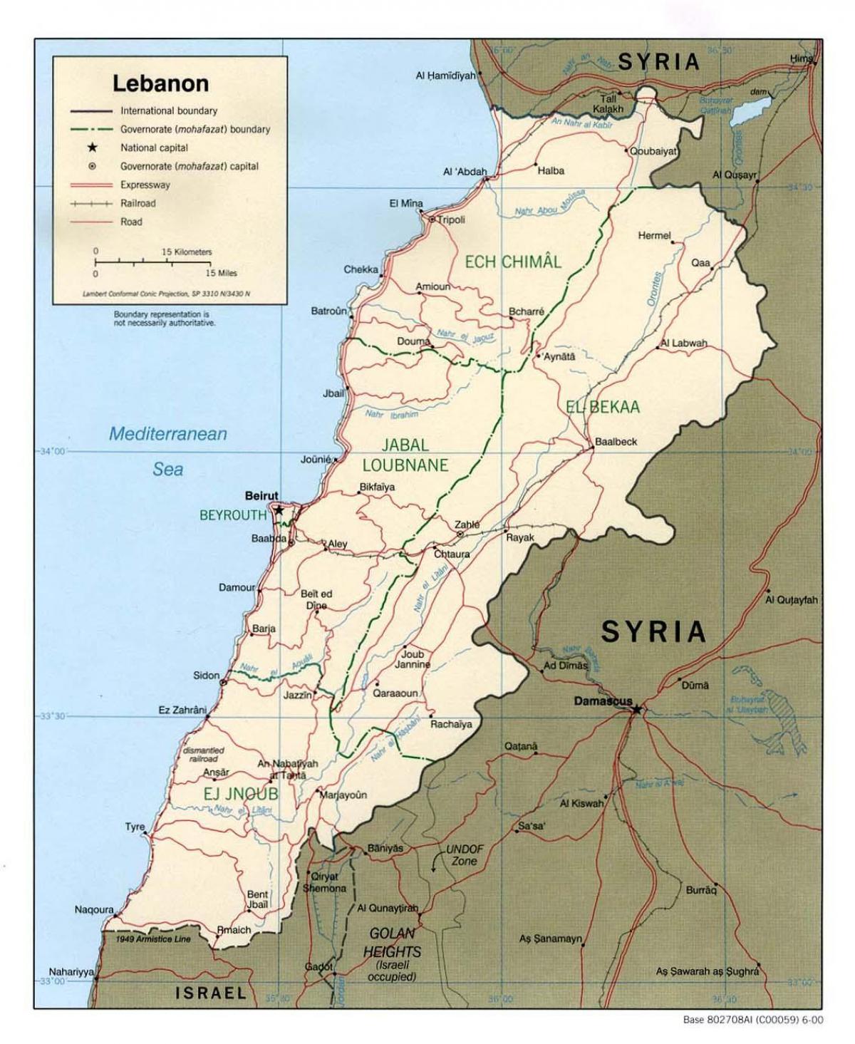 نقشه لبنان