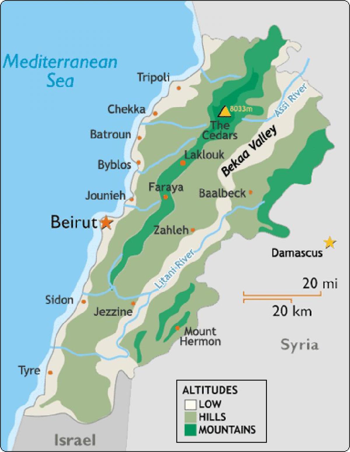 نقشه از لبنان آب و هوا